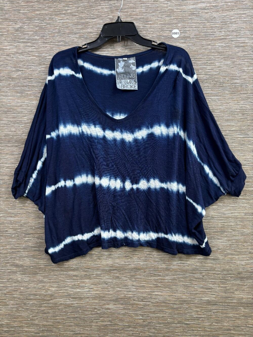 Young Fabulous & Broke Tie Dye Knit Short Sleeve Top Size S Blue Oversized